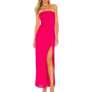 Superdown Revolve Asher Bright Hot Pink Strapless Simple Cocktail Dress